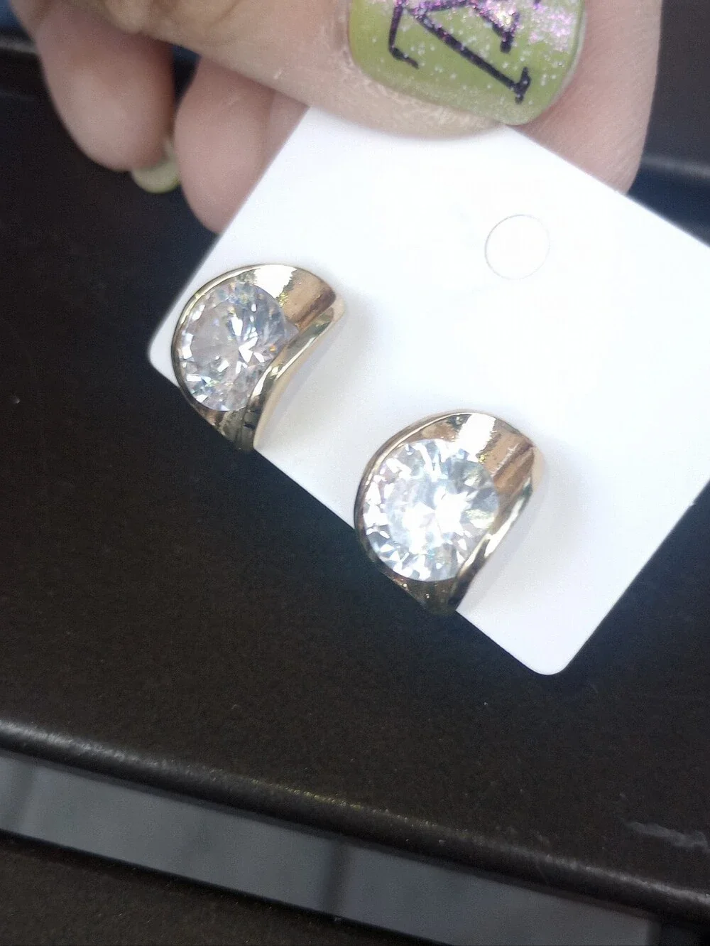 Gold-Tone Clear Crystal Stud Earrings